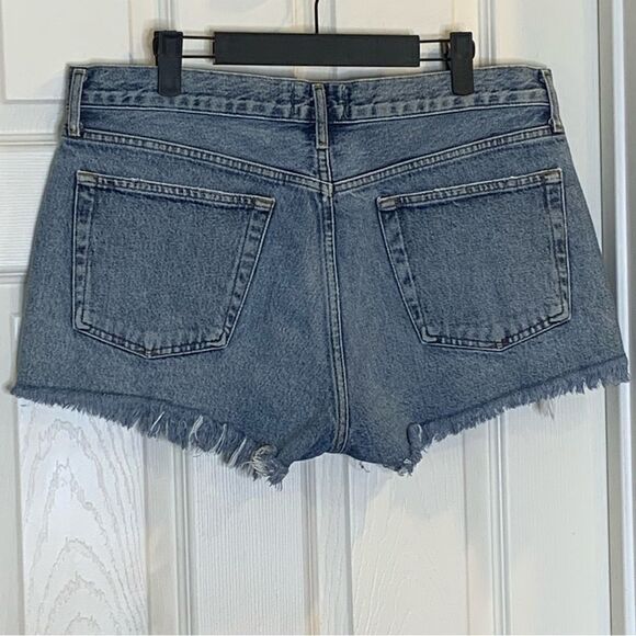 Agolde Shorts Parker Vintage Cutoff Distressed Denim Light Wash Blue Size 34 - Picture 10 of 10